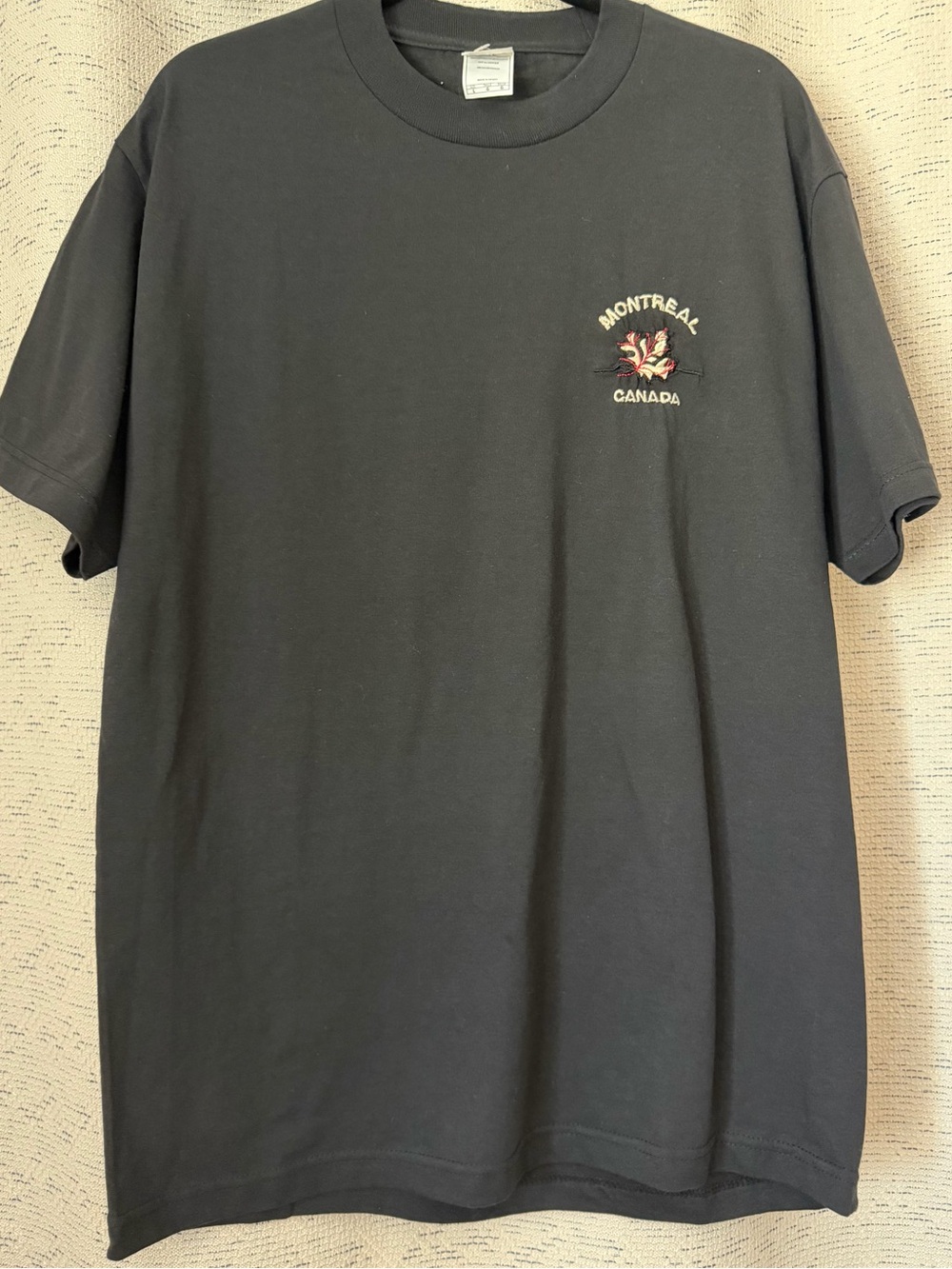 Alstyle Black Montreal Canada Embroidered Chest Tee Shirt
